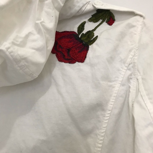 Boston Proper white embroidered jacket top 3D applique beads butterflies Sz XS - Picture 4 of 7